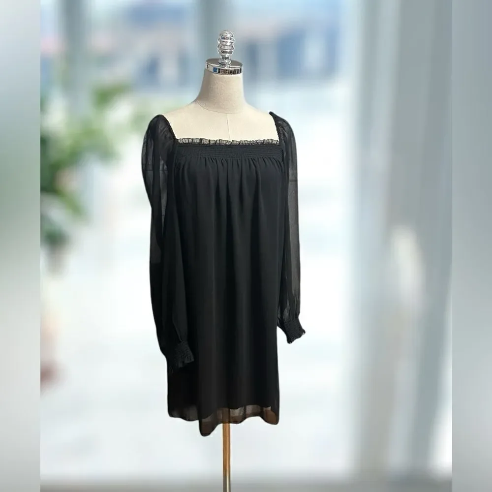 NWT Aritzia Wilfred Free Alana Babydoll Puff Long Sleeve Mini Dress Size L